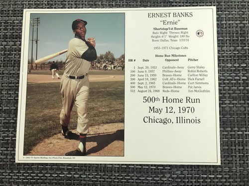 Ernie Banks Chicago Cubs Licensed 8x10 Photo File 500th Home Run Super Card - 第 1/1 張圖片