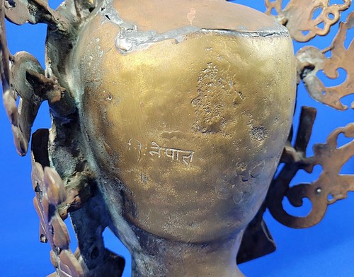 Large Bronze/Brass Goddess Tara (the Wisdom Goddess) Head Statue 14.25 Tall - Picture 5 of 10