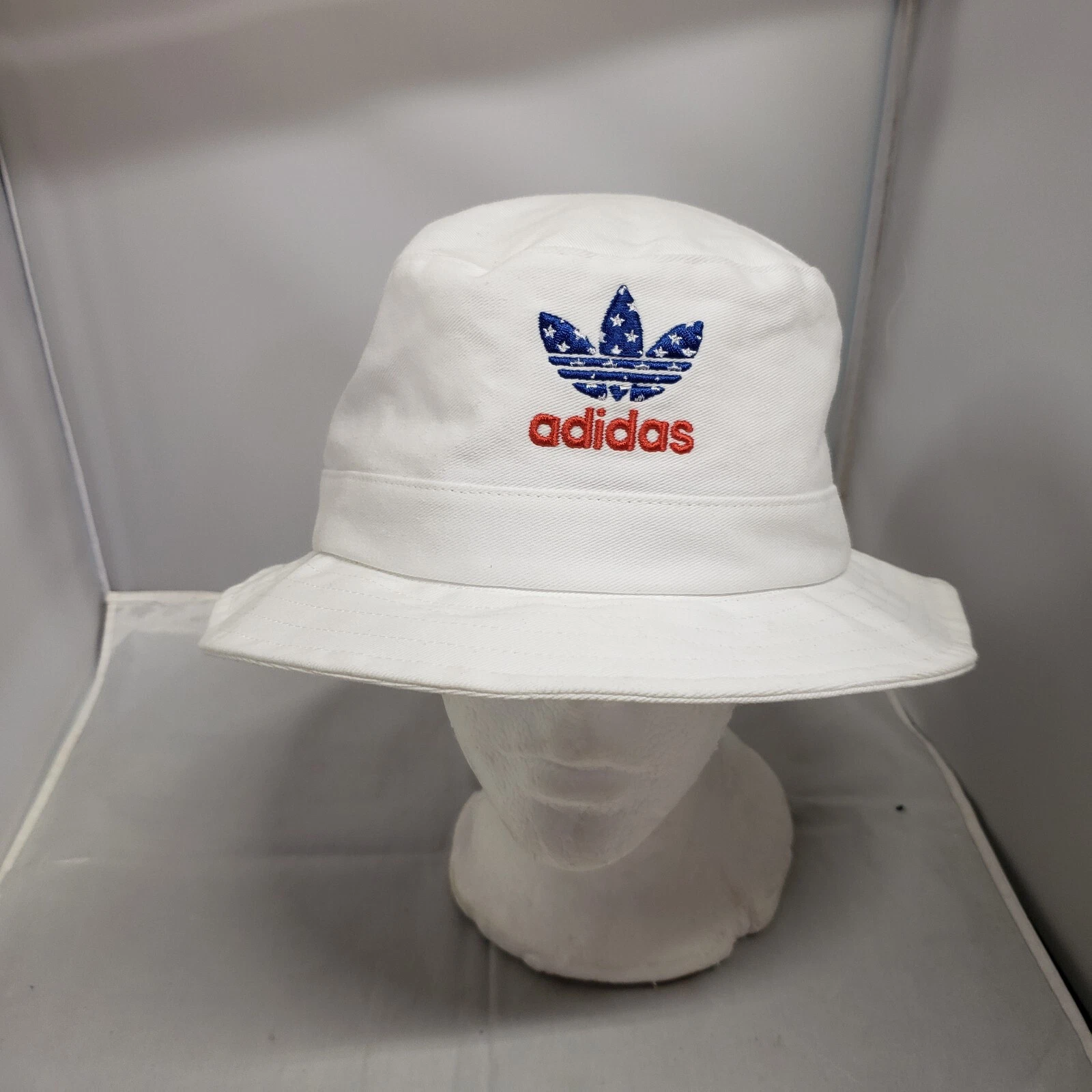 Adidas White Bucket Hat Stars and Stripes Hiphop