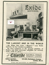 RMS MAJESTIC EXIDE BATTERY AD OBSCURE REPRINT 8.5 X 11 INCHES