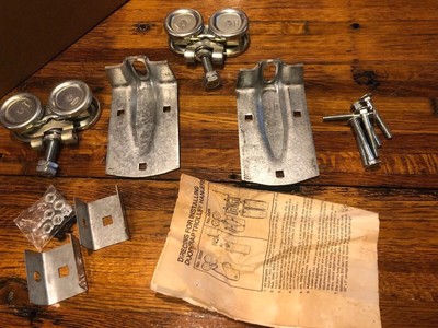 Set Barn Door Rollers Hardware Trolley Track Farm Wood Shed Pole