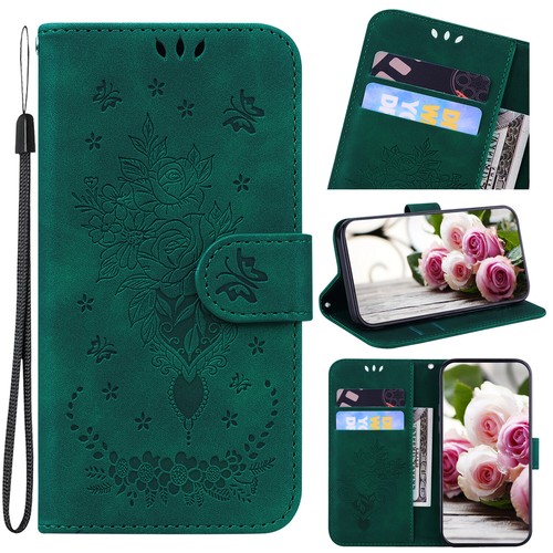Butterfly Flower Emboss Card Wallet Case Flip Stand Cover Back For Various Phone - Picture 2 of 11
