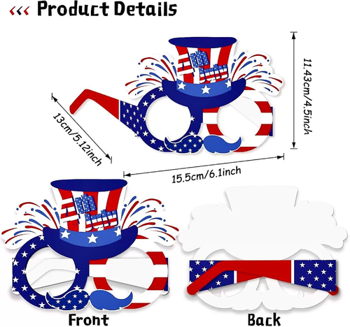 4Th of July Party Accessories American Flag Sunglasses Red White and Blue USA Gl - Picture 3 of 12