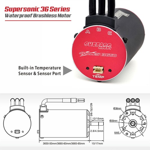 Rocket 3660 4250KV Sensore di temperatura motore brushless per auto 1/8 1/10 RC - Foto 6 di 11