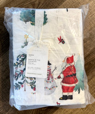Pottery Barn Santa Christmas in the country QUEEN sheet set holiday