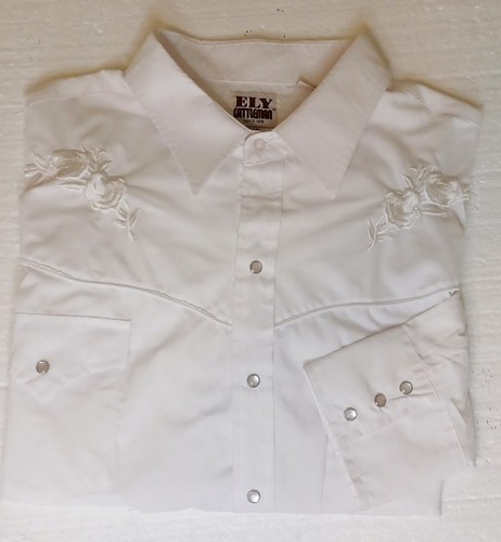 Ely Cattleman Hemd XXL weiß Perlen Druckknopf weiße Rosen Cowboy Western Rockabilly - Bild 1 von 7
