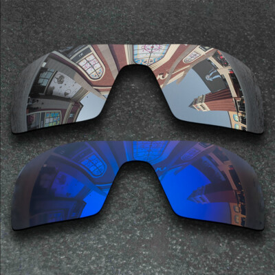 US Silver&Deep Blue Polarized Replacement Lenses For-Oakley Oil Rig