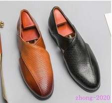 Men Faux Leather Breathable Hollow Out Round Toe Sandals Dress Work Casual Shoes