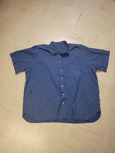 Ralph Lauren Mens Shirt 3XB Big Blue Short Sleeve Geometric Pattern 3XL  - Picture 1 of 7