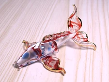 butterfly CARP Koi Fish figurine blown art glass gold trim 2.85" Gift decor