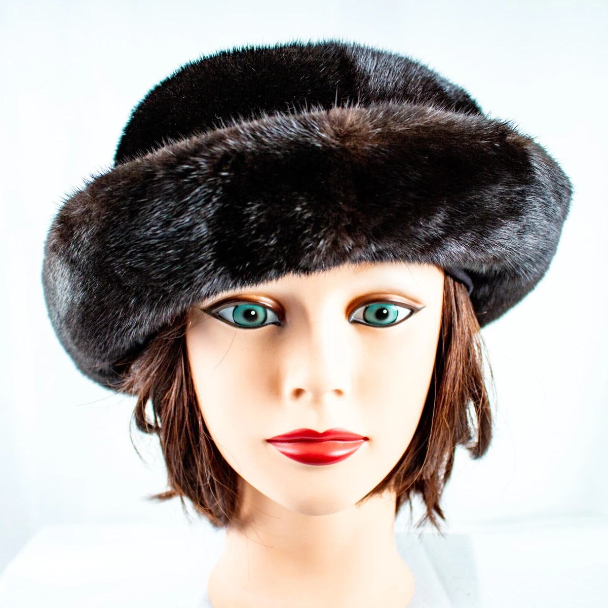Vintage Bachrach\'s Women\'s Brown Fur Pillbox Hat Vintage Shearling Fur Pillbox Hat, Cossack Hat, Vintage Fur  main image 3