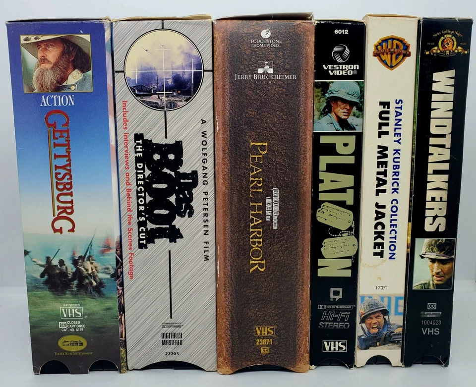 Vintage LOT of 6 Movies VHS War Collection Full Metal Jacket Das Boot Platoon 🎬 - Image 2 of 4