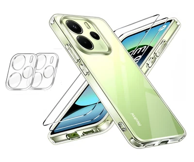 HQSELECTION Coque transparent pour Xiaomi Redmi NOTE 14 5G + 2 Verre trempé + 2 verre caméra