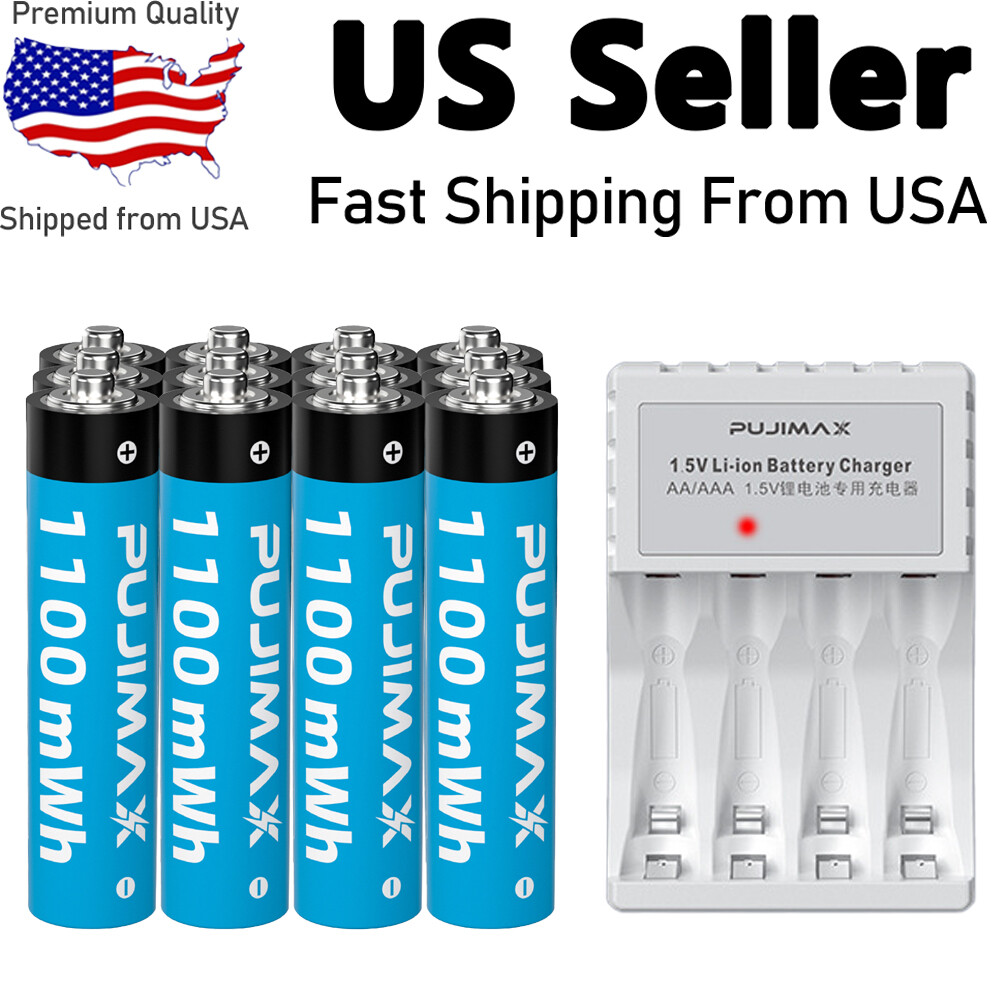 AAA Rechargeable Batteries 1.5V / Battery Charger Lot USA-image