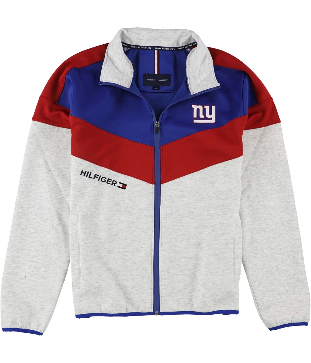 Tommy Hilfiger Mens New York Giants Track Jacket Sweatshirt Grey Medium