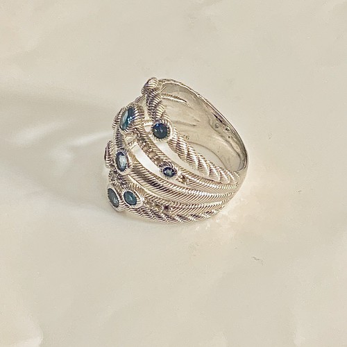 Judith Ripka Sterling Silver 925 Blue Topaz Gemstone Ring Stackable Size 6 - Bild 13 von 24
