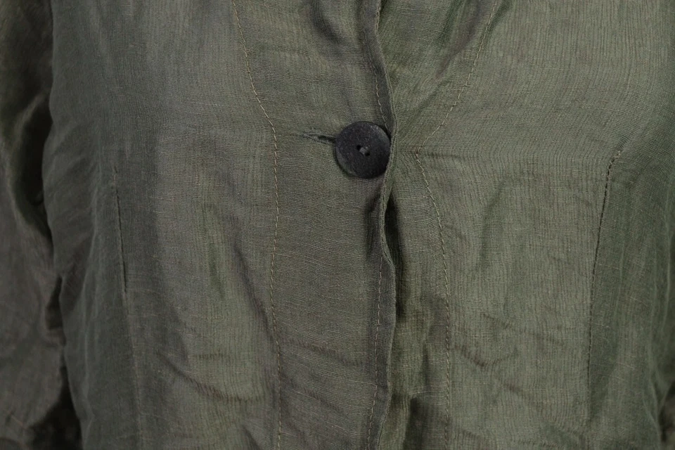 Grizas Green Linen Silk Lagenlook Lightweight Blazer Jacket Size M - Image 3 of 4