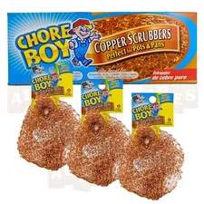 3-Pack Chore Boy Copper Scrubbers Scrubbing Pads, For Pots Pans Stoves & More