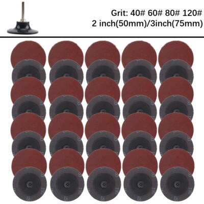 100PCS 2'' 3'' Sanding Discs R Type Grinding Pads Roll Lock Quick Change Discs