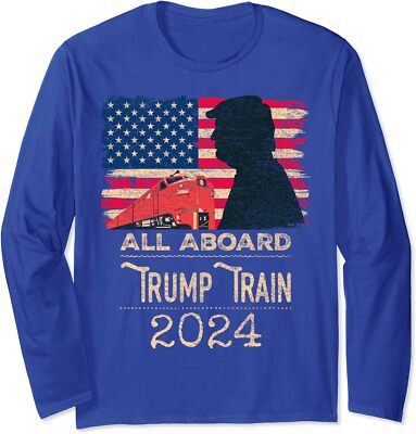 Trump Train 2024 Trump For President USA Flag Long Sleeve Tshirt