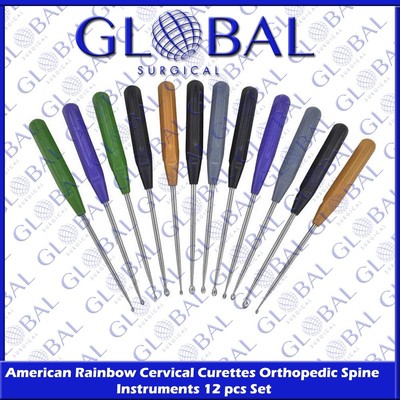 American Rainbow Cervical Curettes Orthopedic Spine Instruments 12 pcs ...