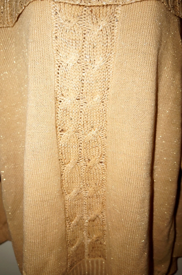 Suéter SAG HARBOR Para Mujer Lurex Cuello Capucha "ORO CLARO" Talla 1X Nuevo Con Etiquetas Foto 4 de 4