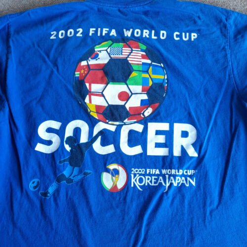 Vintage 2002 Fifa World Cup Soccer T-Shirt Size L Korea Japan Official Tee - Picture 1 of 9