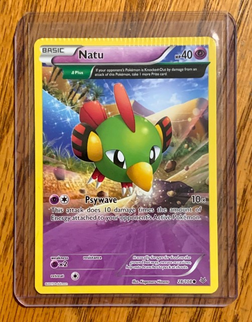 2015 Pokemon Roaring Skies 28 108 Natu CRIMPED ERROR CARD MINT EBay