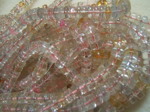 White Pink Clear Crackle Glass Beads 5 x 8mm Wheel Jewelry making Craft 1 strand - Picture 5 of 5