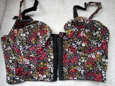 32B bralet corset bodice front opening lace up back Victorian steampunk unused