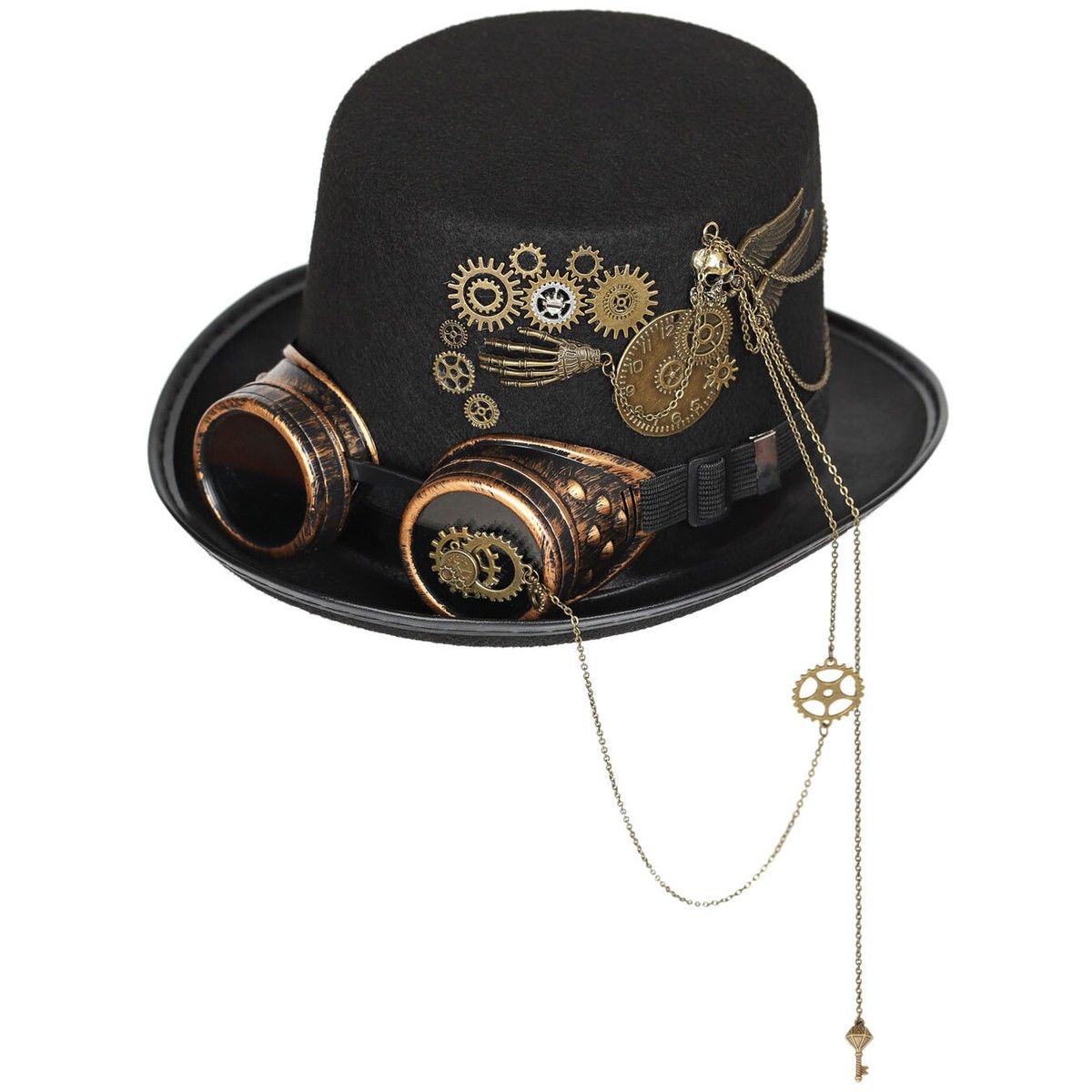 Punk Hat Gothic Spike Goggles Handmade Steampunk Gear Fedora