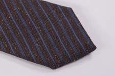 Altea Neck Tie NWT Brown with Blue Stripes Cotton Blend