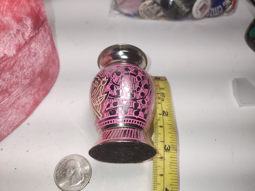 Small Keepsake Memorial Urn Pink Rose Engraved, Cremation Urn In Heart Case new - Picture 2 of 8
