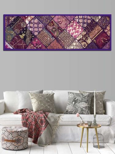 60" EXQUISITE VINTAGE HOME DÉCOR SARI SEQUIN TAPESTRY THROW TABLE RUNNER LINEN - Bild 4 von 11