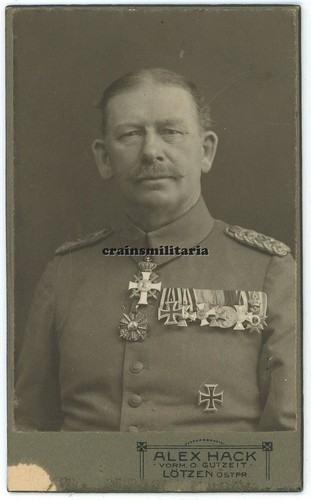 Orig. Foto cdv ritratto con o.u. Generale Hans BUSS con medaglia in LÖTZEN 1918
