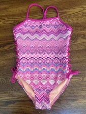 Arizona Girls 10/12 One Piece Swimsuit Aztec Medium Summer Pool Swimwear