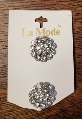 2 Vintage LaMode  Rhinestone Buttons  3/4 inch Shank Attachment