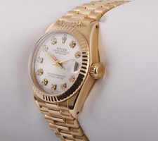 Rolex Lady Datejust 26mm President 18K Yellow Gold Fluted Silver Diamond Dial 3