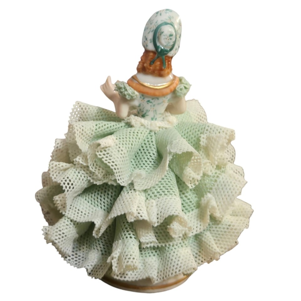 Irish Dresden 1978 Sylvia Figurine Emerald Collection Dress Lace