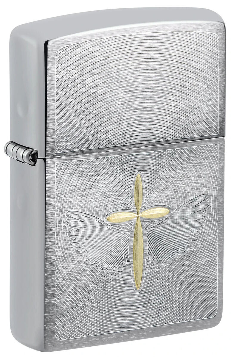 Zippo 46479, Brass Religious Cross Design, Brushed Chrome Zippo 46479, Brass Religious Cross Design, Brushed Chrome