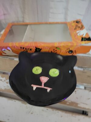 Vintage May cat Halloween plate field sweet spot trinket candy 2005