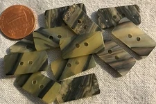 12 Grey Multi-color Pearlized Rectangular Plastic Buttons 13/16" 21MM Lot # 3696