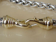 DAVID YURMAN SOLID 14K GOLD CLASP,  SS WHEAT CHAIN BRACELET 6mm