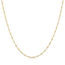 Gold Diamond-Cut Ball Beaded Chain Italian Necklace 16"-20" 925 Sterling Silver