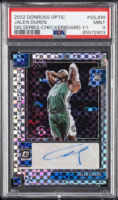 2022 PANINI DONRUSS OPTIC SIGNATURE SERIES #SSJDR JALEN DUREN 1/1 PSA 9 AUTO