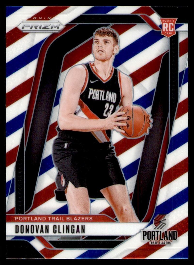 Donovan Clingan Rookie #221 2024-25 Panini Prizm Red White Blue Prizm Blazers