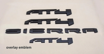 4PCS Matte Overlay Emblems For Sierra 2019-2025 Badge AT4 1500 2500HD 3500HD