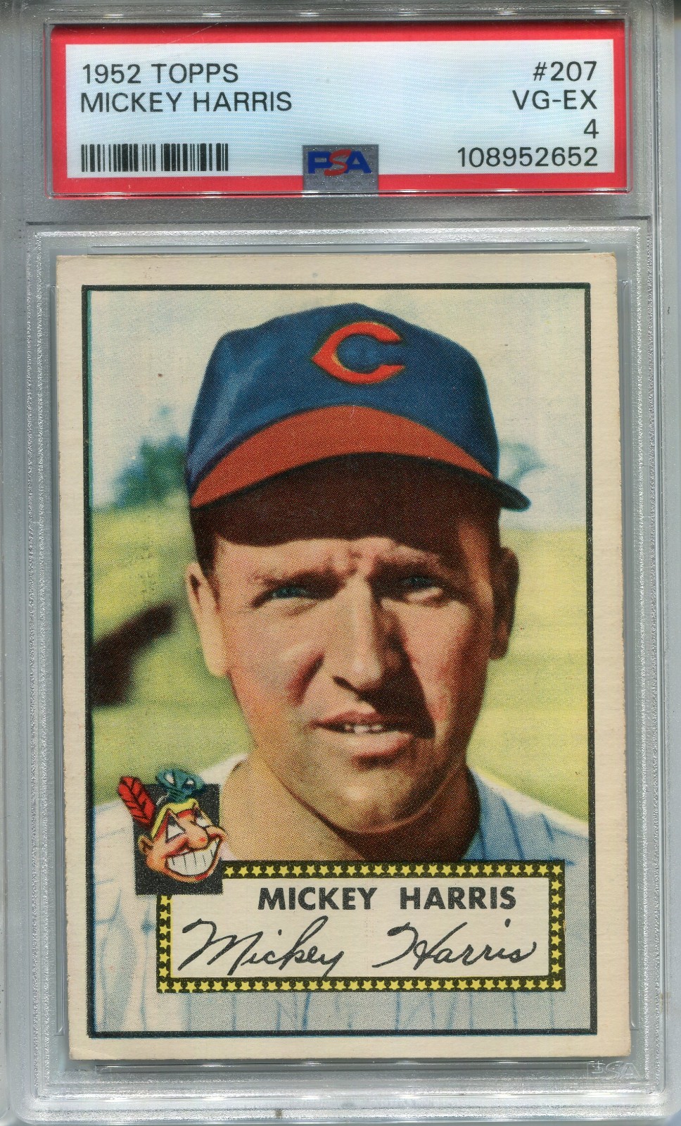 1952 Topps #207 Mickey Harris PSA 4 VG-EX Cleveland Indians