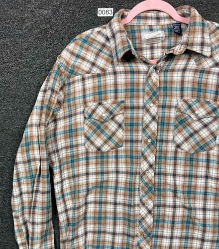Wrangler Pearl Snap Flannel Herren XLT braun blau kariert Western Langarm Hemd - Bild 5 von 11