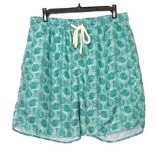 Grayers Men's New Swimwear Blue Surf Leaf Print Swim Trunks Size Medium NWT